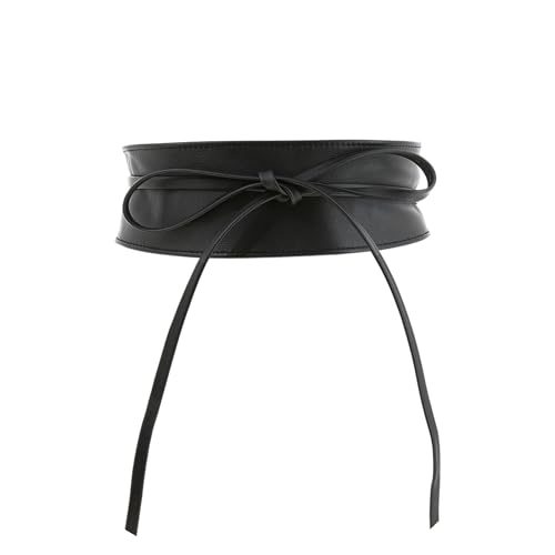 FASHIONGEN - Echtem Rindsleder Vollnarbenleder Obi Gürtel für Damen, Bindgürtel, CASSIANE - Schwarz, 3XL von FASHIONGEN