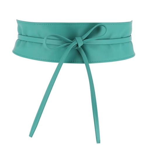 FASHIONGEN - Echtem Rindsleder Vollnarbenleder Obi Gürtel für Damen, Bindgürtel, CASSIANE - Wasser Blau, L-XL von FASHIONGEN