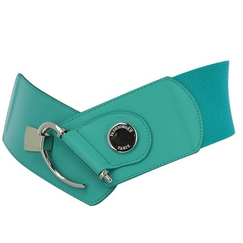 FASHIONGEN - Elastischer Damengürtel aus Rindsleder, DARLENE Wasser Blau, Large von FASHIONGEN