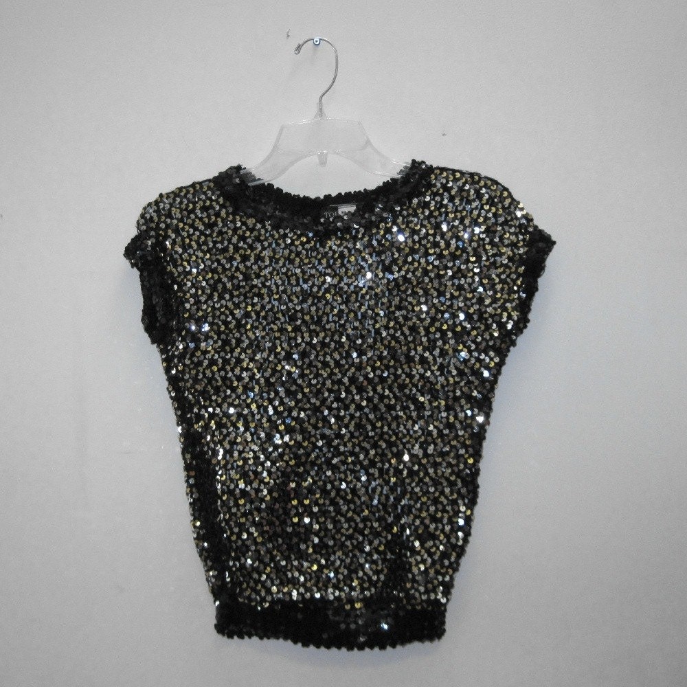 I Love The Nightlife - 1980Er Jahre Pailetten Strick Top Mit Pailletten von FASHIONRERUN