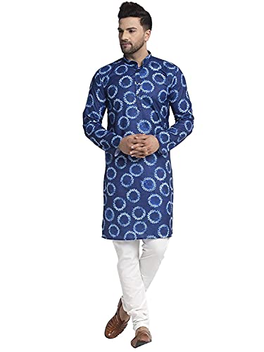 FASHIONZAADI Herren-Pyjama-Set, bedruckt, indisch, Hochzeit, Festlich, Party, lässig, Button-Down-Shirt für Herren, weiß, XXL von FASHIONZAADI