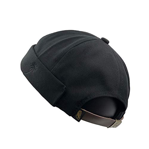 Brimless Hats Docker Cap Skull Beanie Matrosenmütze Arbeitermütze Rollmanschette Retro Mütze mit verstellbar für Damen und Herren, A36-schwarz, Einheitsgröße von FASHIXD
