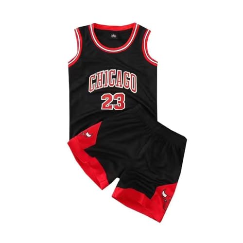 FASIOHDIO Basketball Trikot Kinder 2 Stücke,Basketball Kinder Trikot and Shorts, Jungen Trikot Basketball Kinder,Basketball Trikot Set für 4-14 Kinder,Basketball Trikot Kinder (Black, 10-12 years/XL) von FASIOHDIO