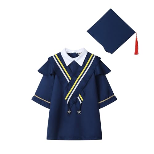 FASLOLSDP Abschlusskleid Kinder Graduation Robes Für Vorschule Abschlussfeier Abschluss Talar mit Quaste und Doktorhut Set Abschlussroben Kindergarten Unisex Kinders Abschlussfeiern Outfit von FASLOLSDP