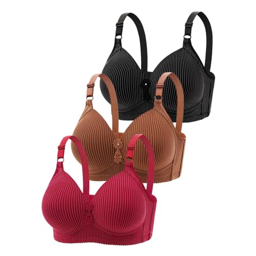 FASLOLSDP BH Damen Ohne Bügel Französischer BH Dreiteiliges Bralette Hohe Weicher Support Fitness Yoga Elastizität Bustier Plus Size Wirefree Bügel-BHS Bralette Brazilian Slip von FASLOLSDP