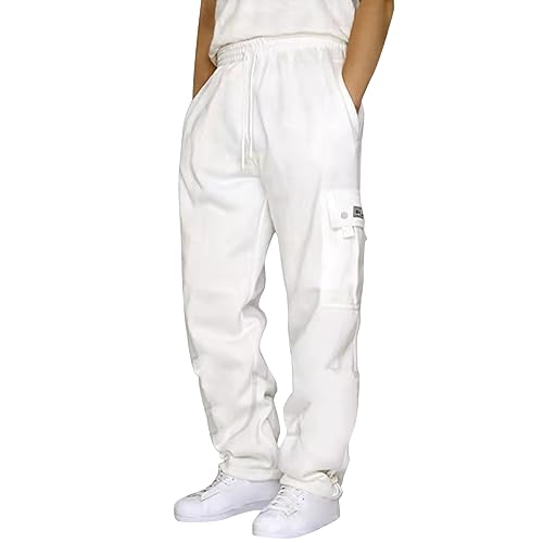 FASLOLSDP Baggy Jogginghose Herren, Breite Jogging Hose Weites Bein Baumwolle Elastische Taille Sweatpants Lang Sporthose Men Winter Warme Männer Sweathose Mit Taschen Stretch von FASLOLSDP