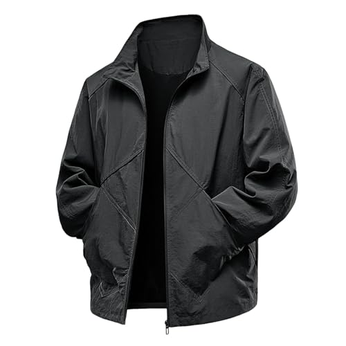 FASLOLSDP Bomberjacke Herren Leicht Dünne - Klassische Stehkragen Fliegerjacke mit Reißverschluss | Winddichte Übergangsjacke für Outdoor Freizeit & Sport | Lässige Herrenjacke Frühling Sommer Alltag von FASLOLSDP