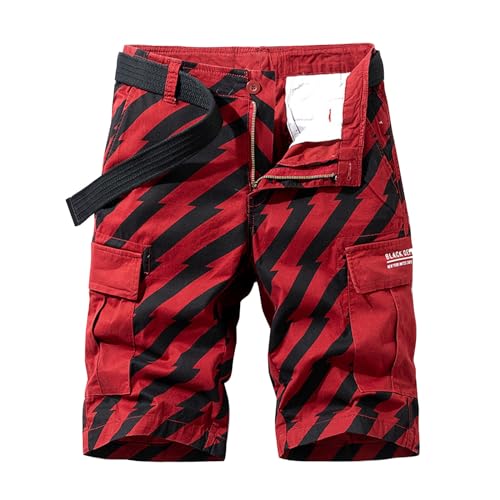 FASLOLSDP Cargo Shorts Herren?2024 Sommer Karierter Kurze Hosen mit Multi Taschen Elastischer Sporthose Button Down Shorts Casual Regulär Fit Atmungsaktive Cargohose Freizeithose von FASLOLSDP