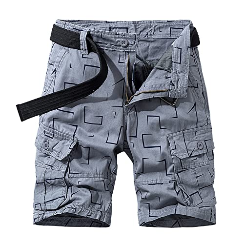 FASLOLSDP Cargo Shorts Herren?2024 Sommer Karierter Kurze Hosen mit Multi Taschen Elastischer Sporthose Button Down Shorts Casual Regulär Fit Atmungsaktive Cargohose Freizeithose von FASLOLSDP