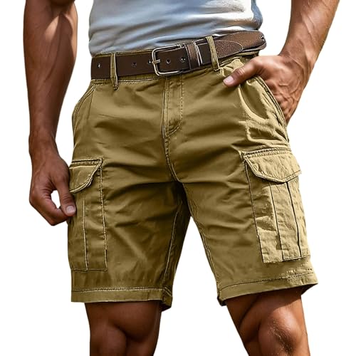 FASLOLSDP Cargo Shorts Herren Kurze Hosen Cargohose Bermuda & Arbeit | Mit Reißverschluss Knopf Mehr Taschen | Outdoor Sportshorts Sommer Einfarbig Klassisch​ Cargoshorts Wanderhose Kurze von FASLOLSDP