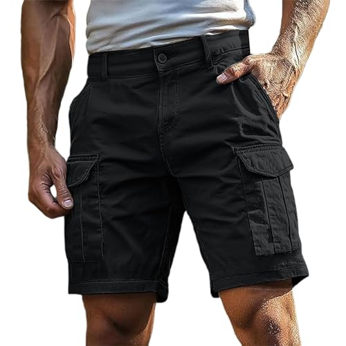 FASLOLSDP Cargo Shorts Herren Kurze Hosen Cargohose Bermuda & Arbeit | Mit Reißverschluss Knopf Mehr Taschen | Outdoor Sportshorts Sommer Einfarbig Klassisch​ Cargoshorts Wanderhose Kurze von FASLOLSDP