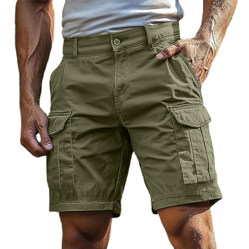 FASLOLSDP Cargo Shorts Herren Kurze Hosen Cargohose Bermuda & Arbeit | Mit Reißverschluss Knopf Mehr Taschen | Outdoor Sportshorts Sommer Einfarbig Klassisch​ Cargoshorts Wanderhose Kurze von FASLOLSDP