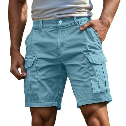 FASLOLSDP Cargo Shorts Herren Kurze Hosen Cargohose Bermuda & Arbeit | Mit Reißverschluss Knopf Mehr Taschen | Outdoor Sportshorts Sommer Einfarbig Klassisch​ Cargoshorts Wanderhose Kurze von FASLOLSDP