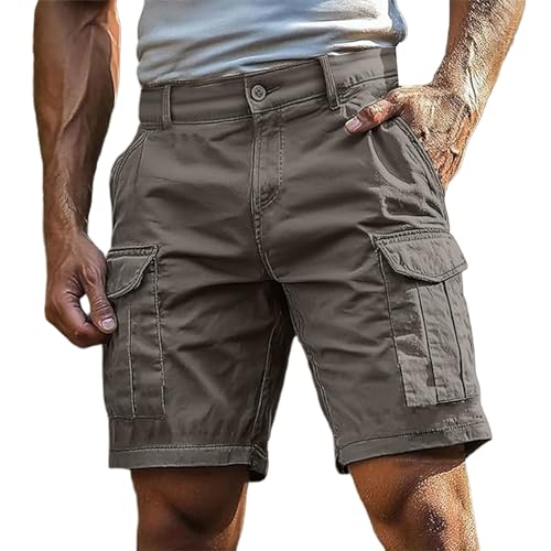 FASLOLSDP Cargo Shorts Herren Kurze Hosen Cargohose Bermuda & Arbeit | Mit Reißverschluss Knopf Mehr Taschen | Outdoor Sportshorts Sommer Einfarbig Klassisch​ Cargoshorts Wanderhose Kurze von FASLOLSDP