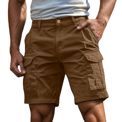 FASLOLSDP Cargo Shorts Herren Kurze Hosen Cargohose Bermuda & Arbeit | Mit Reißverschluss Knopf Mehr Taschen | Outdoor Sportshorts Sommer Einfarbig Klassisch​ Cargoshorts Wanderhose Kurze von FASLOLSDP