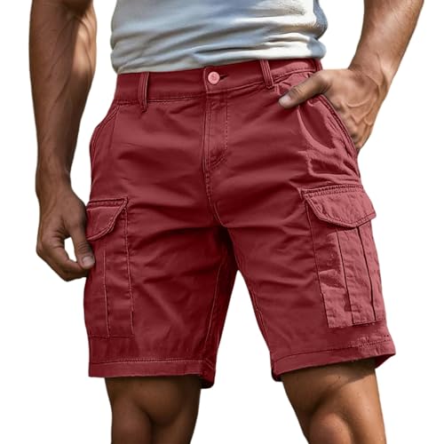 FASLOLSDP Cargo Shorts Herren Kurze Hosen Cargohose Bermuda & Arbeit | Mit Reißverschluss Knopf Mehr Taschen | Outdoor Sportshorts Sommer Einfarbig Klassisch​ Cargoshorts Wanderhose Kurze von FASLOLSDP