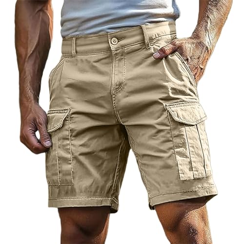 FASLOLSDP Cargo Shorts Herren Kurze Hosen Cargohose Bermuda & Arbeit | Mit Reißverschluss Knopf Mehr Taschen | Outdoor Sportshorts Sommer Einfarbig Klassisch​ Cargoshorts Wanderhose Kurze von FASLOLSDP