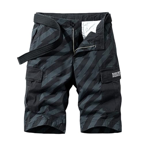 FASLOLSDP Cargo Shorts Herren Sommer Karierter Kurze Hosen Button Down Shorts Multi Taschen Elastischer Sporthose Casual Regulär Fit Atmungsaktive Cargohose Freizeithose Laufshorts 2024 von FASLOLSDP