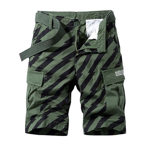 FASLOLSDP Cargo Shorts Herren Sommer Karierter Kurze Hosen Button Down Shorts Multi Taschen Elastischer Sporthose Casual Regulär Fit Atmungsaktive Cargohose Freizeithose Laufshorts 2024 von FASLOLSDP