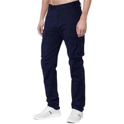 FASLOLSDP Cargohose Herren Schwarz Slim Fit Stilvoller Cargo Hose Multi-Pockets Freizeithose Leichte Chino Hose Breathable Outdoorhose Trekkinghose Sweatpants Sporthose von FASLOLSDP