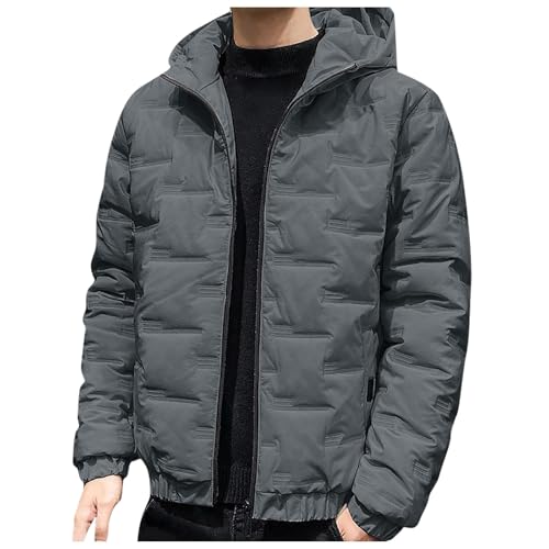FASLOLSDP Daunenjacke Herren Einfarbig Jacke mit Kapuze Reißverschluss Steppjacke mit Taschen Freizeit Warm Winterjacke Regular fit Arbeitsjacke Outdoor Wanderjacke Winter Herren-jacken Wintermantel von FASLOLSDP