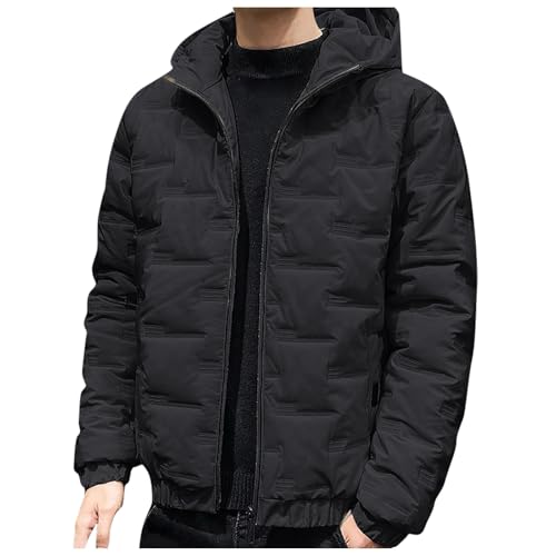 FASLOLSDP Daunenjacke Herren Einfarbig Jacke mit Kapuze Reißverschluss Steppjacke mit Taschen Freizeit Warm Winterjacke Regular fit Arbeitsjacke Outdoor Wanderjacke Winter Herren-jacken Wintermantel von FASLOLSDP
