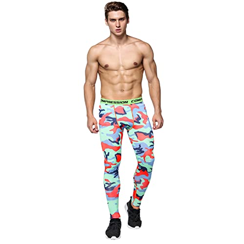 FASLOLSDP Herren Camouflage Sportbekleidung Atmungsaktiv Leggings Bunt Kompressionshose schnelltrocknend und schweißresistent Trainingsanzug Gym Yoga Anzüge von FASLOLSDP