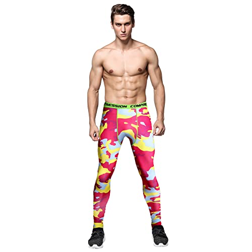 FASLOLSDP Herren Camouflage Sportbekleidung Atmungsaktiv Leggings Bunt Kompressionshose schnelltrocknend und schweißresistent Trainingsanzug Gym Yoga Anzüge von FASLOLSDP