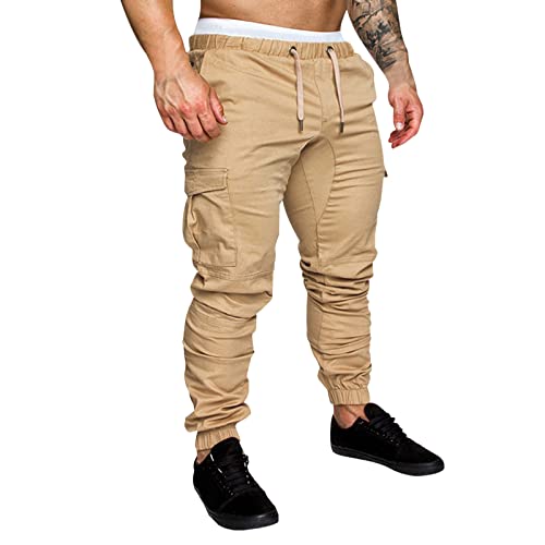 FASLOLSDP Herren-Cargohosen, Freizeithose Herren, Atmungsaktiv Badehose Jogger Cargo Chino Jeans Hose Sport Activewear Jogginghose Einfarbige Wandershorts Mit Taschen Pants Relaxed Fit Arbeitshose von FASLOLSDP