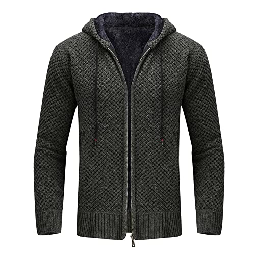 FASLOLSDP Herren Strickjacke Kapuze Cardigan mit Reißverschluß und Taschen Pullover Herren Strickjacke Cardigan Feinstrick Strickjacke Feinstrick Herren Langarm Und Reißverschluss von FASLOLSDP