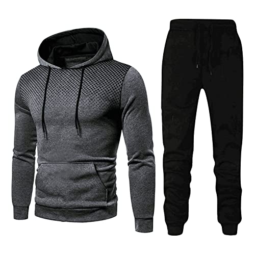 FASLOLSDP Jogginganzug Herren Kapuzenpullover + Hose Zweiteiliger Hausanzug Anzug Color Block Trainingsanzug für Männer Frühjahr und Herbst Sportanzug Erwachsene Sport Jogginganzug von FASLOLSDP