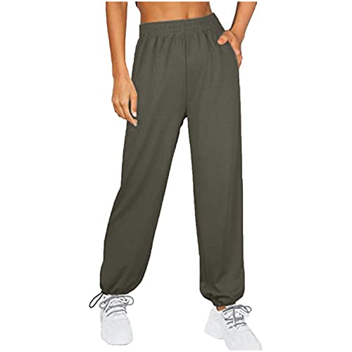 FASLOLSDP Jogginghose Damen Sporthose Baggy Laufhosen Stoffhose Mit Taschen Elastischer High Waist Trainingsanzug Bequeme Sweathose Streatwear Freizeithose Y2K Hose Mädchen von FASLOLSDP