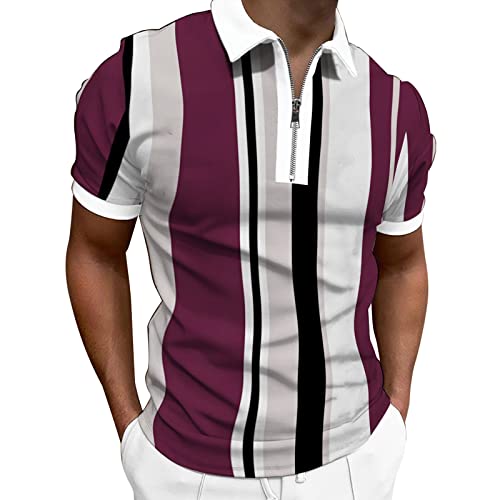 FASLOLSDP Poloshirts für Herren Kurzarm Slim-Fit Tshirt mit Reißverschluss Klassisches Männer Polohemd mit Umlegekragen Basic Freizeit Tops Leichte Casual Kurzarmshirt von FASLOLSDP