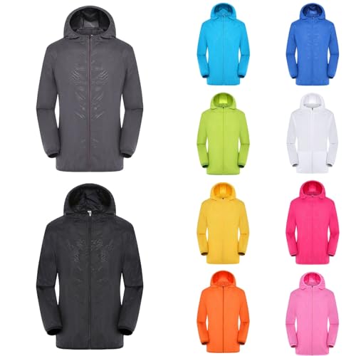 FASLOLSDP Regenjacke Herren Ultraleichte Düune Wasserdichter Beutel Atmungsaktiv Leichte Fahrradjacke Windbreaker Einfarbig Wanderjacke Outdoor Motorrad Regenjacke Laufjacke Fahrrad Regenkleidung von FASLOLSDP