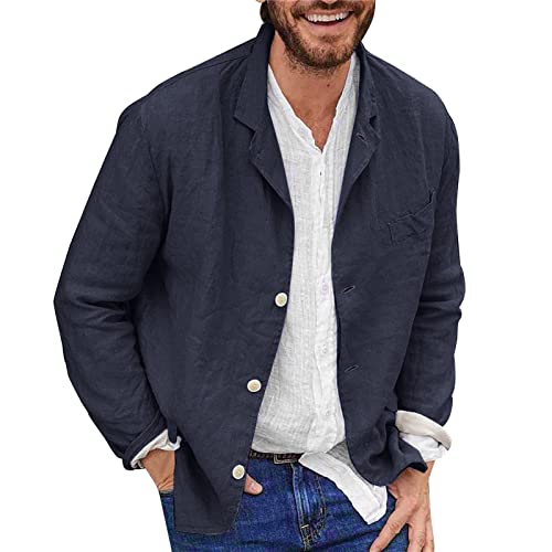 FASLOLSDP Sakko Herren Sportlich Leinen Regular Fit Männer Blazer Modern Freizeit Anzugjacke Sommersakko Business-Anzugjacken Geeignet Für Party Datum Abschlussball Hochzeit von FASLOLSDP