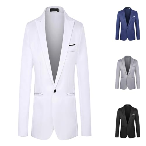 FASLOLSDP Sakkos für Herren, Weiß Winter Blazer LäSsige Elegante Blazer EIN Knopf Business Herren Anzugjacke Freizeit Einfarbig Modern Business Hochzeitsblazer Mantel Leichte Regular Fit Winterjacken von FASLOLSDP