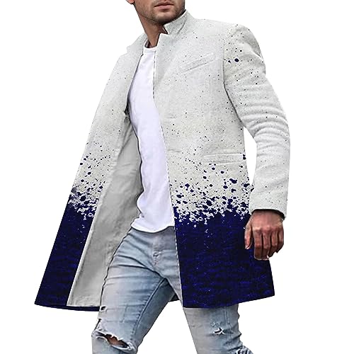 FASLOLSDP Wintermantel Mantel Herren Mittlere Länge Slim Fit Business Mantel Herren Wolle Wollmantel Casual Übergangsmantel Trenchcoat Herrenmantel mit Seitentaschen von FASLOLSDP