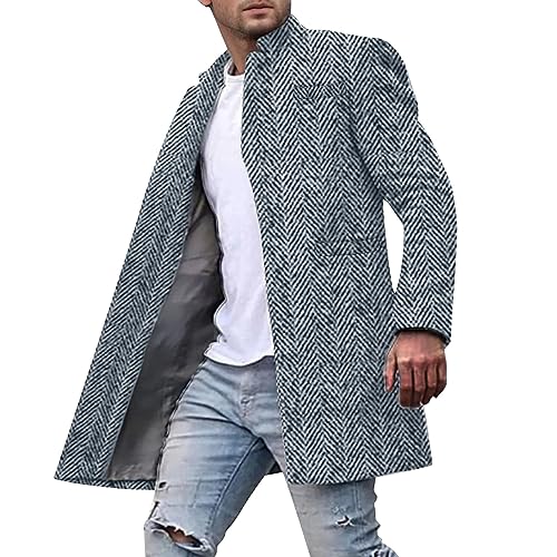 FASLOLSDP Wintermantel Mantel Herren Mittlere Länge Slim Fit Business Mantel Herren Wolle Wollmantel Casual Übergangsmantel Trenchcoat Herrenmantel mit Seitentaschen von FASLOLSDP