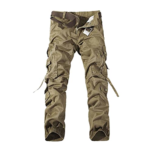 Herrenhose Mode Street Style Einfarbig Lässige Sportoveralls Outdoor Hosen Für Herren (Khaki, 32) von FASLOLSDP