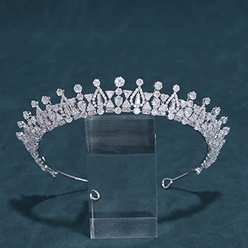 FASNAHOK CZ Hochzeit Braut Tiara Geburtstag Prinzessin Krone Abschlussball Party Kopfschmuck erweiterte Version Haarschmuck Geschenk für Frauen von FASNAHOK