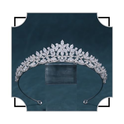 FASNAHOK Silber CZ Hochzeit Tiaras für Bräute Blumenprinzessin Kronen für Frauen Cubic Zirkonia Braut Stirnband Sweet 16 Crown Geburtstag Haarschmuck von FASNAHOK