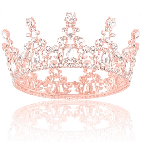 FASOTY Rose Gold Crown Cake Topper Mini Crown for Bouquets Rhinestone Tiara for Girls Birthday Tiara Cake Decoration for Wedding Birthday Party von FASOTY