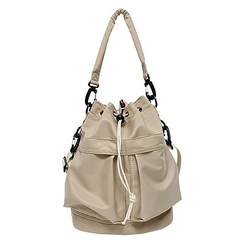 FASSME Damen Crossbody Bag Bucket Bag Hand-Kordelzug Fitness Tasche Kratzfeste Nylon Schulter Crossbody Bag für Arbeit Fitness Reisen Ausflug, khaki, 35 EU von FASSME