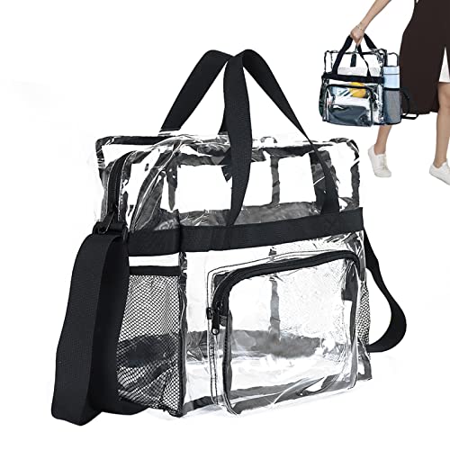 FASSME Transparente Tasche für Stadionveranstaltungen, transparente Tragetasche mit Griff, Strandtasche, transparenter Turnbeutel mit Reißverschluss und Taschen für Shopping, Sport, Festival, Stadion,, 1 von FASSME