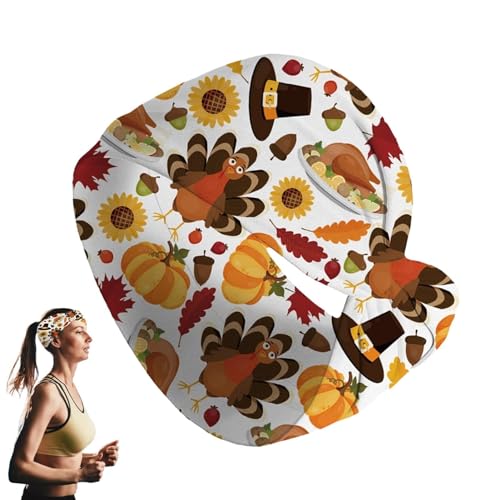Herbst-Kopfwickel | Thanksgiving-Truthahn-Haarbänder,Modische, atmungsaktive, dehnbare, kreuzgedrehte Herbst-Kopfwickel mit breitem Kopf für die Halloween-Cosplay-Party von FASSME
