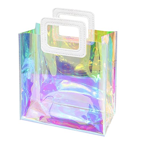 Holografische Tragetasche – Make-up-Tasche, Kosmetiktasche, Reisetasche, transparent, wiederverwendbar, Geburtstagsgeschenk, PVC-Tasche für Frauen und Mädchen, schillernde Weihnachtsgeschenktasche mit von FASSME