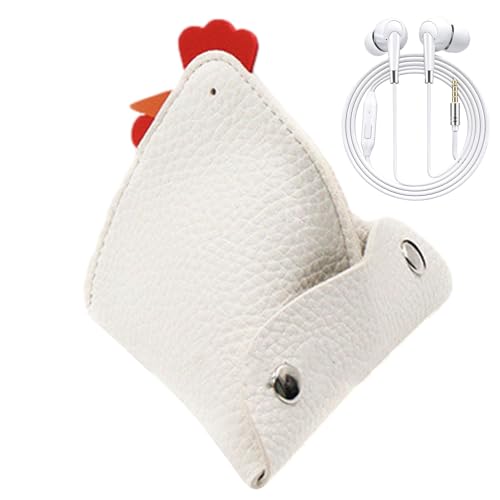 Ledergeldbörse in Tierform | Kreative Huhn Mini Geldbörse PU Leder Geldbörsen - Schlüsseltasche mit Schnallen, Kopfhörertasche Clutch Geldbörse für Münzen, Schlüssel, Karten, Bargeld Fassme, weiß, 1 von FASSME