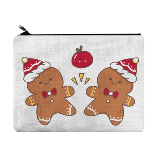 Reise-Kosmetiktasche, Reisetasche, Canvas-Tasche für Weihnachten, Make-up-Organizer, Kulturbeutel, Kosmetiktasche mit Reißverschluss für tragbare Kosmetik-Toilettenartikel Fassme, Cookie Man, 1 von FASSME