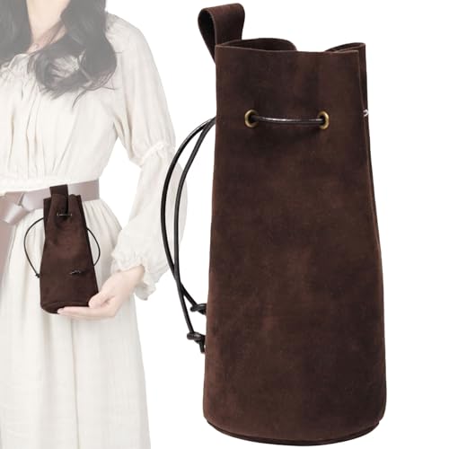 Renaissance Gürteltasche, Retro Renaissance Tasche mit Kordelzug, Gürtel Geldbörse für Casual Wandern Cosplay Damen Herren, Ledertasche für SCA Renaissance LARP Reenactment & Ren Fair Fassme, von FASSME