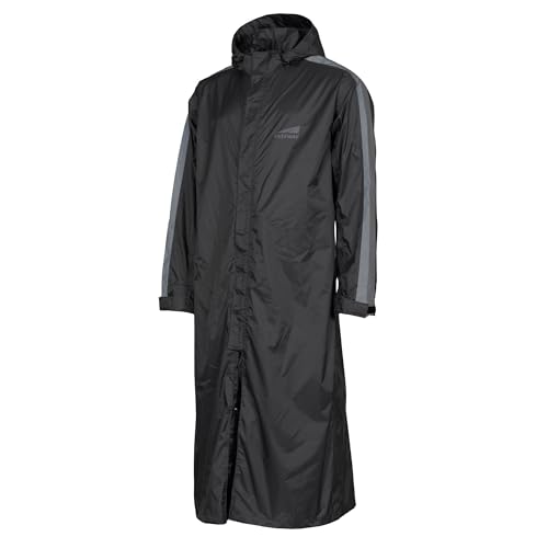 FAST WAY Regenmantel, Lange Regenjacke, Wasserdichter & Winddichter Regenponcho, Ideal für Rollerfahrer, Abnehmbare Kapuze, Reflexmaterial, Grau, Größe L von FAST WAY